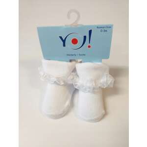 Yo! Baby pamut zokni - fehér csipkés 0-3 hó 32899771 Gyerek zokni, térdtappancs