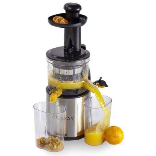 Storcator de fructe si legume cu melc Gorenje JC4800VWY, 200 W, 70 RPM, Recipient suc 0.6 l, Recipient pulpa 0.6 l, Negru/Inox