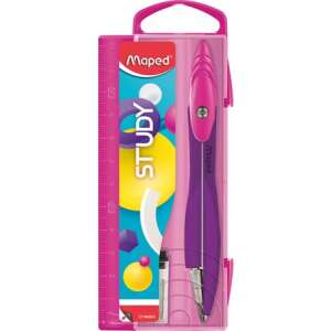 Kompas Maped Study Pop v ružovej a fialovej farbe s puzdrom na pravítko - Maped