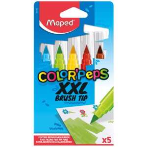MAPED Felt-tip pen set, washable, thick, brush-like, MAPED "Color`Peps XXL", 5 different colours