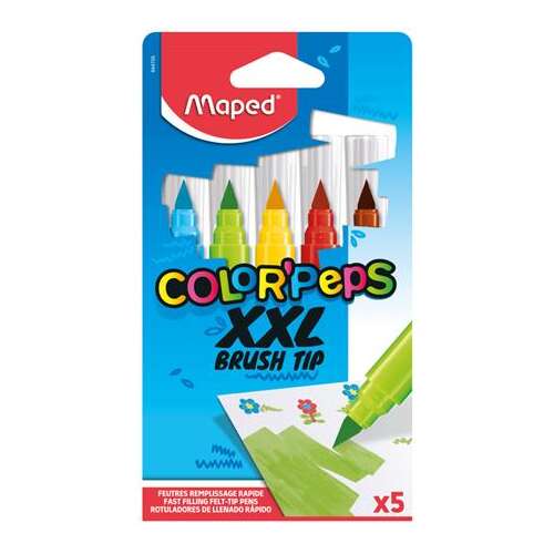 MAPED Felt-tip pen set, washable, thick, brush-like, MAPED "Color`Peps XXL", 5 different colours 32212067