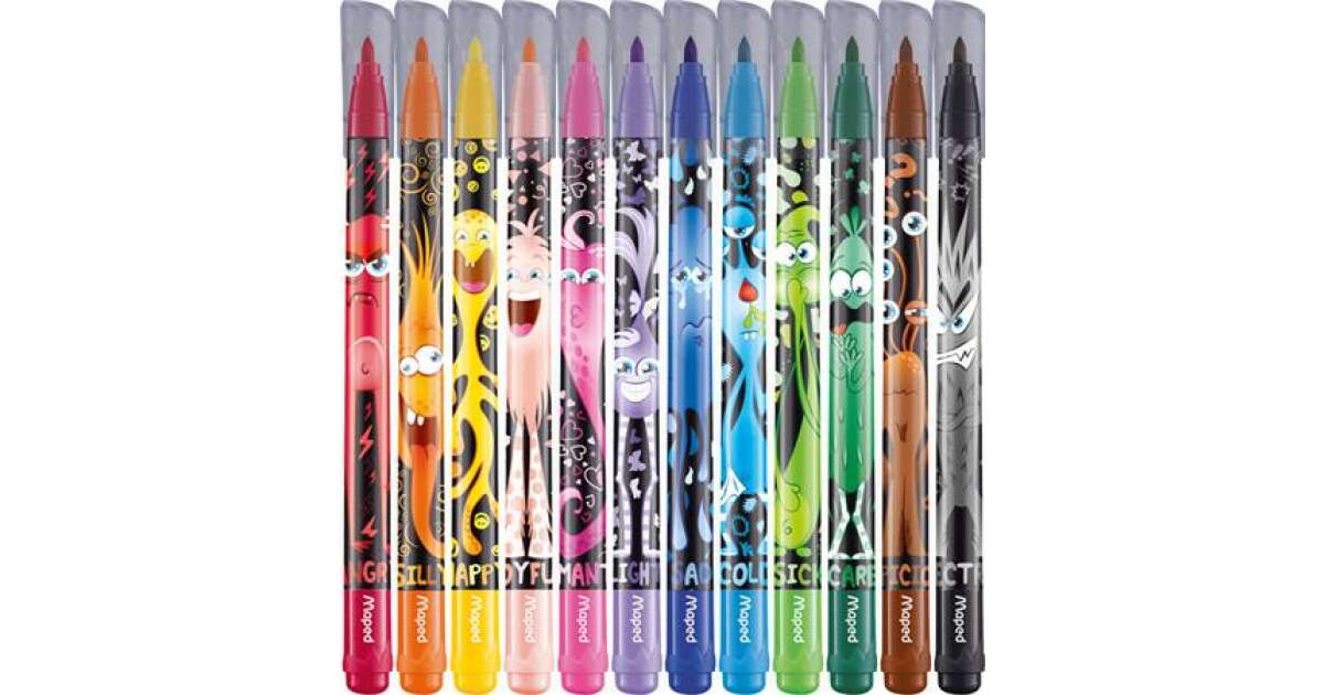MAPED Filzstift-Set, 2,8 mm, abwaschbar, MAPED "Color`Peps Monster" 12 verschiedene Farben 82333011
