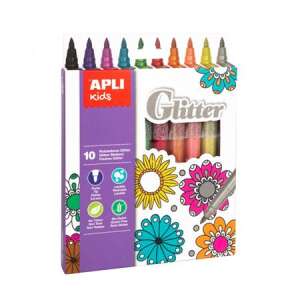 Set de pixuri APLI, 3,8 mm, cu sclipici, APLI Kids Glitter, 10 culori diferite 32212135 Pixuri cu vârf de fetru