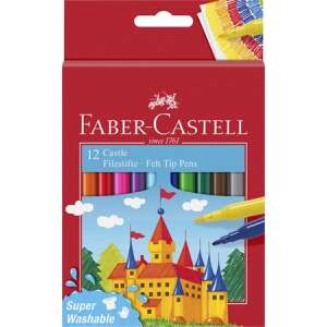 FABER-CASTELL Set de pixuri cu vârf de fetru, FABER-CASTELL, 12 culori diferite Castle 32212231 Pixuri cu vârf de fetru