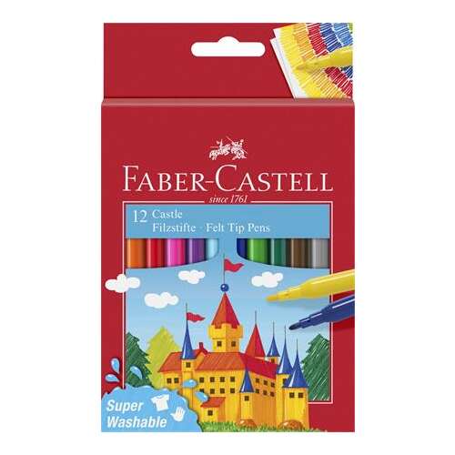 FABER-CASTELL Set de pixuri cu vârf de fetru, FABER-CASTELL, 12 culori diferite Castle