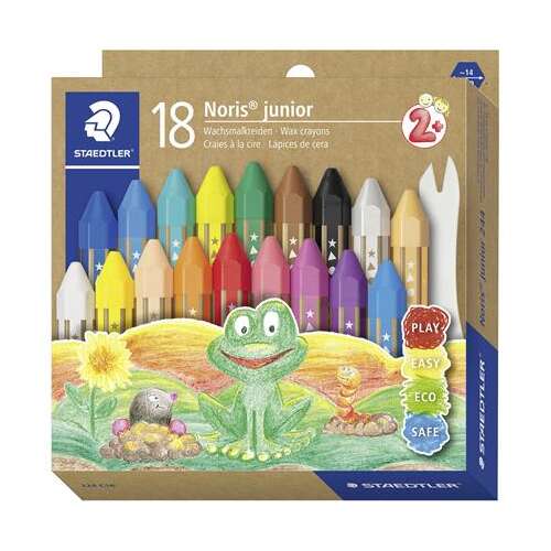 STAEDTLER Creioane colorate, groase, hexagonale, STAEDTLER "Noris Junior 224", 18 culori diferite