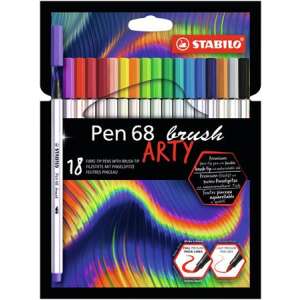 STABILO Pinselset, STABILO "Pen 68 brush ARTY", 18 verschiedene Farben 32212400 Fineliner