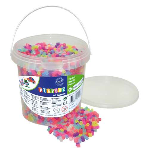 Playbox 5000 piece iron-on beads bucket, assorted colors, for crafts and jewelry making