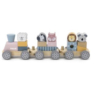 PolarB Wooden Animal Stacking Train Toy - Creative & Building Toy