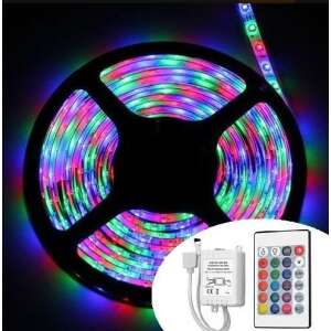 5 meter RGB LED strip with remote control, perfect for home decor and mood lighting - Lamp & Lighting