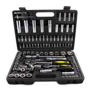 FLINKE 108 piece tool set in a practical carrying case, chrome vanadium steel, socket wrench set, mechanic tools, home repair - Tool Set