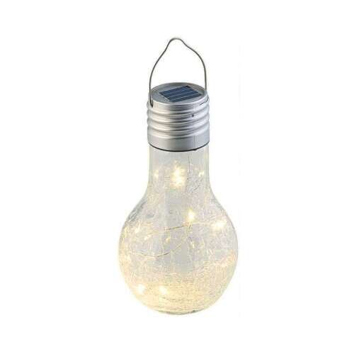 Polifach LED-es kerti Napelemes Lámpa 21cm (P-517) - Villanykörte #szürke