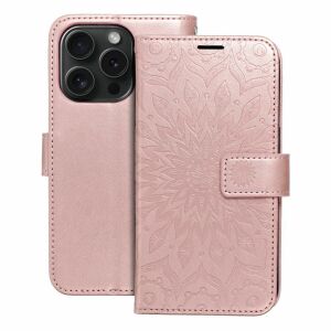 Mezzo Rose Gold Mandala iPhone 15 Pro Flip Case with Card Slots - Phone Case