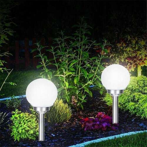 Polifach 4 LED-es kerti Napelemes Lámpa 15cm  - Gömb (P-015) #szürke