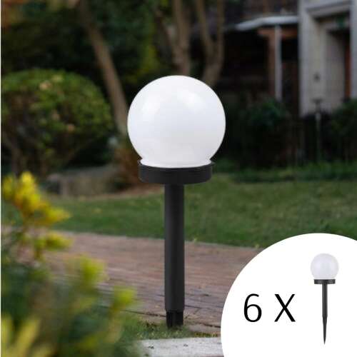 Polifach LED-es kerti Napelemes Lámpa 10cm - Gömb (P-011) #fekete 6db