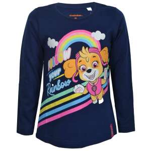Tricou cu mânecă lungă Nickelodeon Paw Patrol Skye pentru fete, albastru cu curcubeu și textul 'Urmărește curcubeul tău', cu Skye din Patrula Catelusilor - Modă și îmbrăcăminte