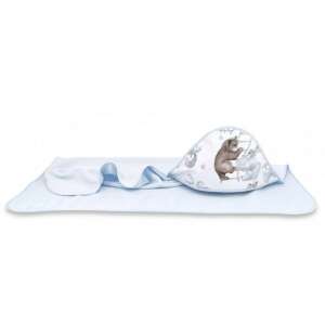 Baby Shop kapucnis fürdőlepedő 100*100 cm - Felhőn alvó állatok kék 73723259 Fürdőlepedő, törölköző, kifogó