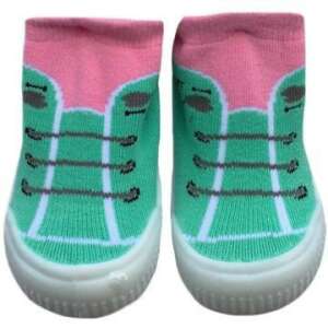 Rózsaszín és zöld zoknicipő fűzővel, 22-es méret - Puhatalpú cipő, kocsicipő