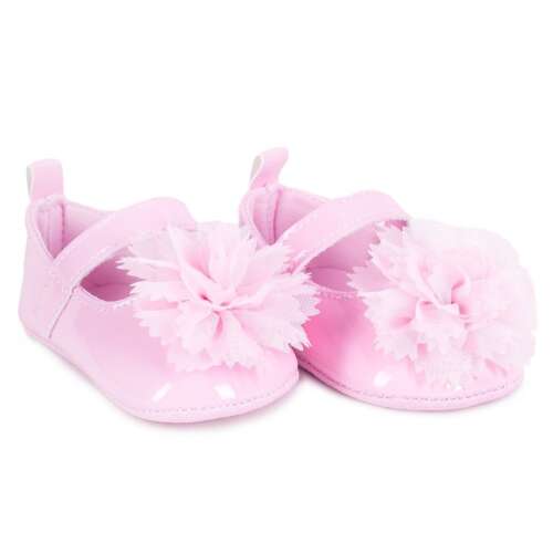 Csecsemőcipő Lányoknak - Puha Talpú - Rózsaszín Virág - 0-6 hónap