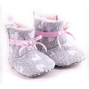 Yo! Babakocsi cipő 0-6 hó - szürke rózsaszín masnival 73730836 Yo! Puhatalpú cipők, kocsicipők