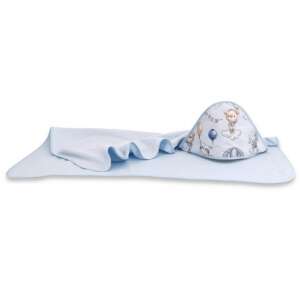 Baby Shop kapucnis fürdőlepedő 100*100 cm - kék lufis állatok 73735251 