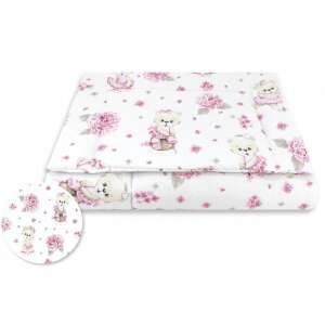 Baby Shop balerina maci 2 részes babaágynemű szett, 90x120 cm paplan és 40x60 cm párna, rózsaszín és fehér virágmintás - Lakberendezés
