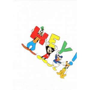 Disney Hey! Mickey Mouse, Donald Duck, Goofy és Pluto betűket tartanak, fehér pamut textil pelenka - Textil pelenka