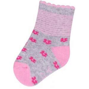 Yo! Baby frottír zokni 3-6 hó - szürke/rózsaszín virágos 73752609 Gyerek zokni, térdtappancs