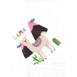 1db-os textil pelenka - Lama, puha és nedvszívó pamut pelenka vicces lámával - Textil pelenka