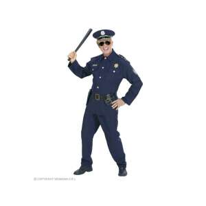 Police officer costume for men, size L, blue, with hat, belt, handcuffs, and baton - Costumes for adult