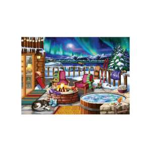 Fertiges Ravensburger Puzzle mit 500 Teilen, Nordlicht-Hütte - Ravensburger Puzzle