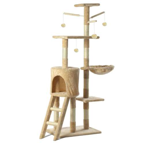 Pepita 5-level beige cat tree with scratching post, condo, hammock, and platforms