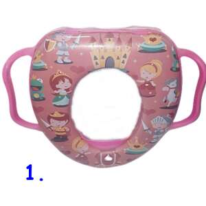 Pink toilet seat reducer for kids with handles, cartoon design with princesses and knights - Kids' Swimwear