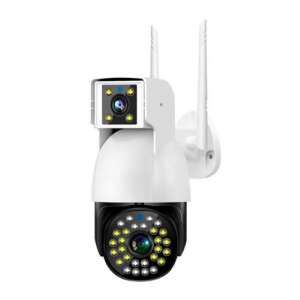 White 2+2MP Wifi Security Camera with Dual Lens and 360 Degree Rotation - Nonbrand Security Camera