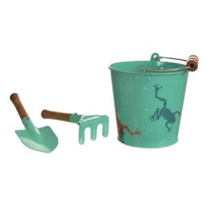 Egmont Kids Garden Tool Set with Bucket, Frog Design, Green - Sandbox Toy