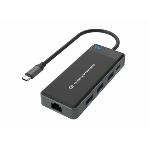 Conceptronic DONN14G 7-u-1 USB-C priključna stanica, kosi pogled