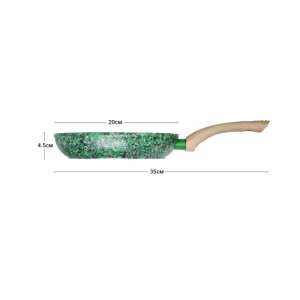 Fissman Malachit grüne Bratpfanne mit Holzgriff, 35cm Durchmesser - Koch- & Backgeschirr