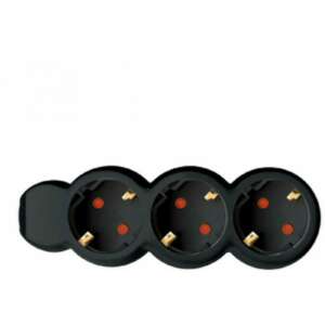 SAL 3-way black power strip with child protection, 3m cable - Power Strip