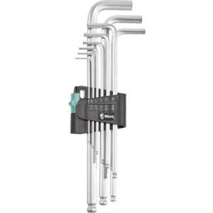 Zestaw kluczy imbusowych Wera 950 PKL/9 SM N, 9-częściowy, z końcówką kulistą, odchylony - Klucz Imbus