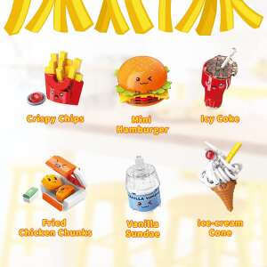 Zestaw klocków QMAN® 35012 Build & Fun Mc Burger Menu, zawiera hamburgera, frytki, colę, nuggetsy z kurczaka, lody i sundae - QMAN Qman