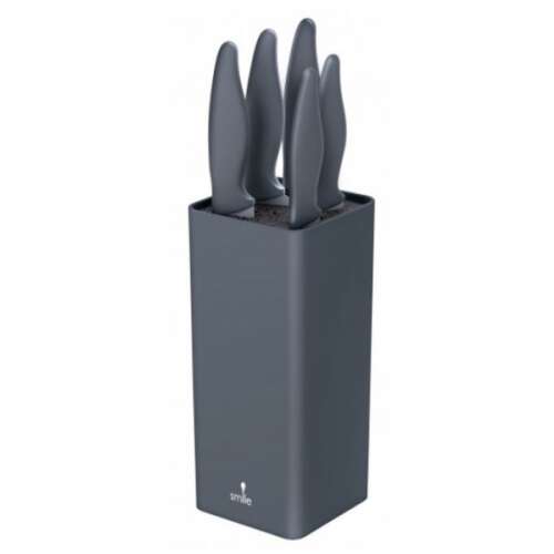 Set de 6 cuțite cu suport, oțel inoxidabil, plastic gri, marca amlie