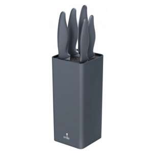 6-teiliges Messerset mit Ständer, Edelstahl, grauer Kunststoff, Marke amlie - Küchenmesser