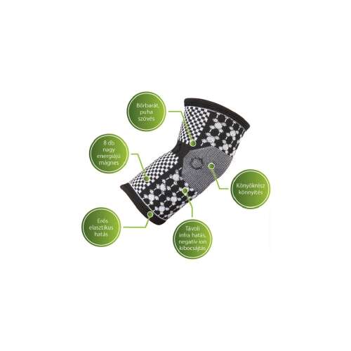 VivaFit Mágneses Könyökszorító Turmalinnal (XL) - Támogatja és enyhíti a könyökfájdalmat 8 erős mágnessel és turmalinnal a fokozott hatásért.