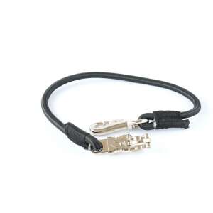 Fekete rugalmas utánfutó heveder erős karabinerrel és horoggal, 115 cm hosszú - Lovas heveder