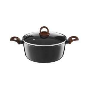 Ambition Darkwood 24 cm-es fazék fedővel, fekete színű, fa fogantyúkkal - Főzőedény & Sütőedény