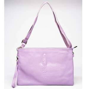 Dollcini Schultertasche aus lila Krokodil-Prägungsleder mit verstellbarem Riemen - Handtaschen