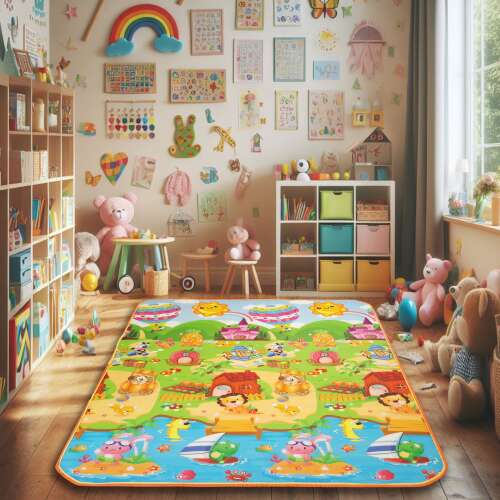 Pepita Large Double-Sided Play Mat 150x180cm - Animals (D) playmat for babies and toddlers, featuring colorful animals and letters, perfect for tummy time, crawling, and playing