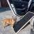 Dechland adjustable height dog ramp, beige and black, for dogs to get on furniture or in cars