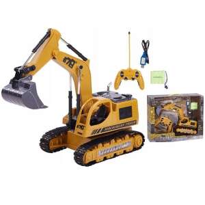 Remote control excavator toy with LED lights, includes remote control, battery, and charging cable - Nonbrand Interactive Kids' Toy