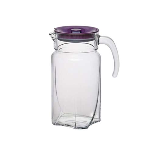 Pasabahce Luna glass pitcher with purple lid, 1.7 liters